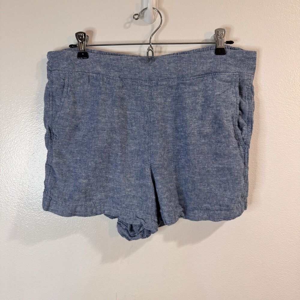 Gap Shorts L Chambray Blue Linen Blend High Rise Pull On Nautical Beach Sailor